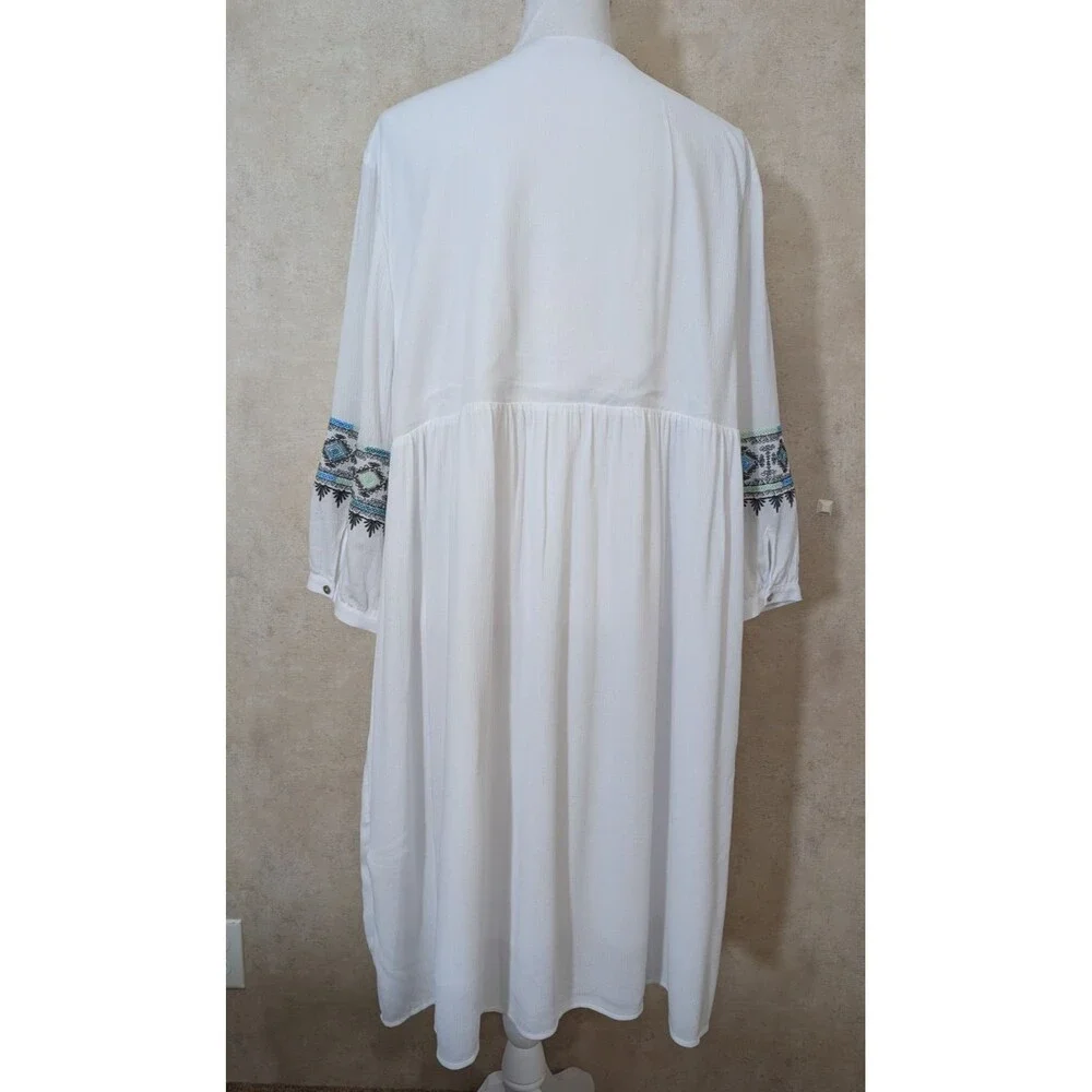 Soft Surroundings Dress Women's XL Daisha Gauze White Embroidery Boho Preppy - Picture 3 of 11